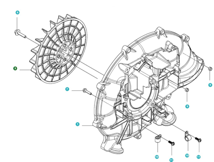 Ruota del ventilatore nel gruppo I Pezzi Di Ricambio / Pezzi di ricambio Soffiatori / Pezzi di ricambio Husqvarna 530BT presso GPLSHOP (5041219-02)